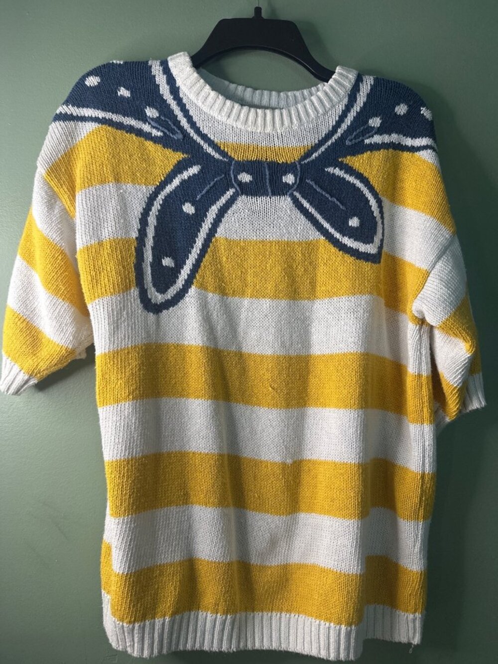 French Navy Women’s L Nautical Bow Sweater Coastal Sailorcore Striped retro y2k